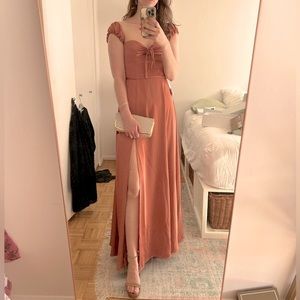 Azazie Asha Stretch Satin Dress in Cedar Rose Sz 8